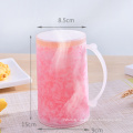 Double Walled Gel Frosty Freezer Beer Mugs, Plastic Mugs with Handle Beer Glasses For Freezer, Frozen Drinking Glass Cups